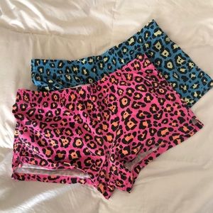 Neon leopard print cotton shorts - two pairs